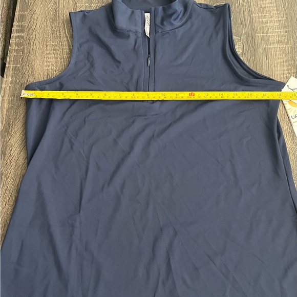 Lulu B UPF 50+ Cooling Sleeveless Mock Neck Zip Tank Top Navy Blue Small NWT - Picture 4 of 12